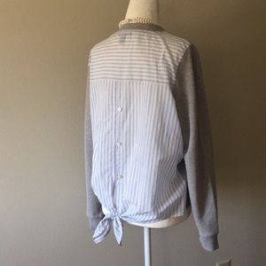 NWOT J. Crew Button and Tie Back Grey Sweatshirt